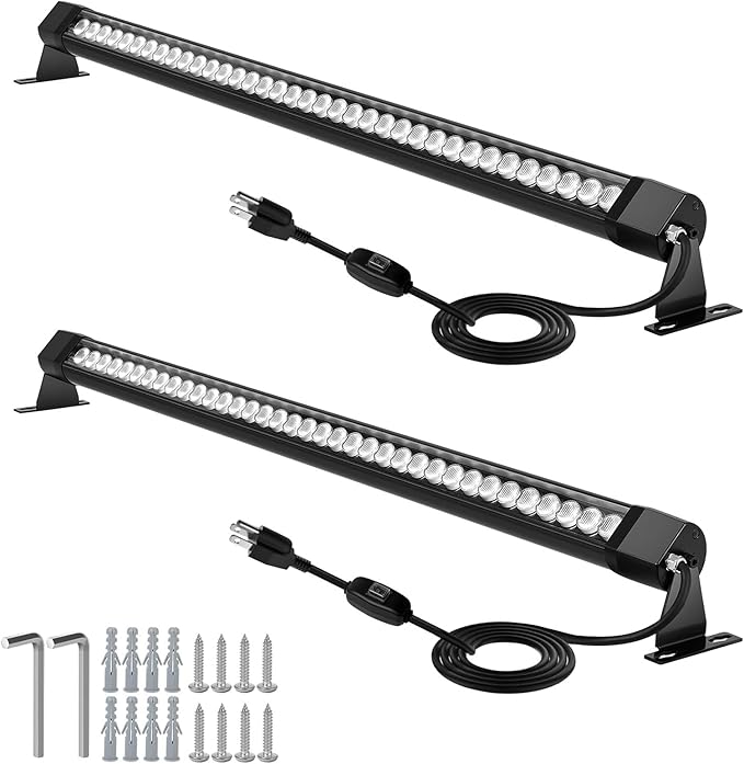 LED Wall Washer Lights Bar 2 Pack,54W 6000K Outdoor Wall Wash Lighting,40 Inch IP67 Waterproof 120V Outdoor LED Light Bar with Switch On/Off for Garden,Backyard,Building,Courtyard Landscape Lighting
