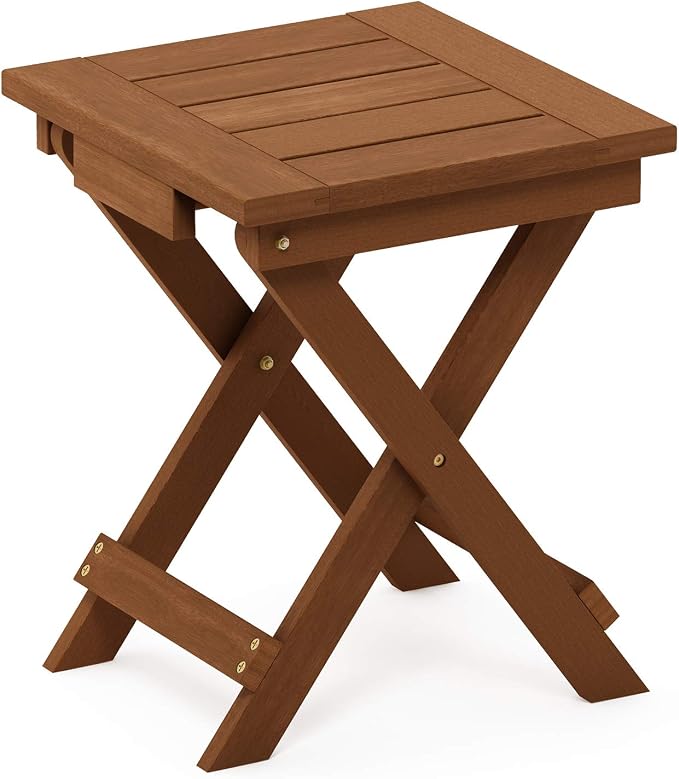 Furinno FG18556 Tioman Hardwood Patio Furniture Outdoor Folding Table Small, Natural