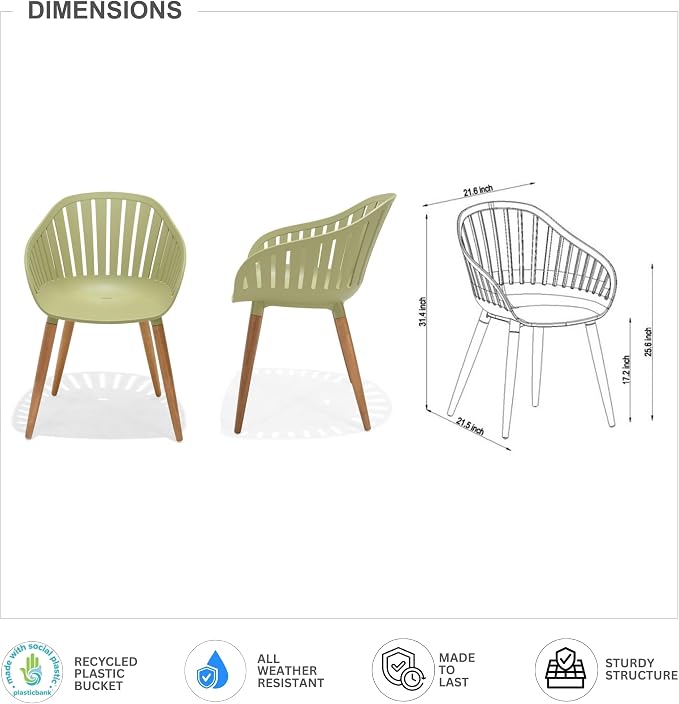 Urban Elements Lowa 7-Piece |Teak| Rectangular Patio Dining Set for 6 Ideal for Enjoy with Family and Friends.