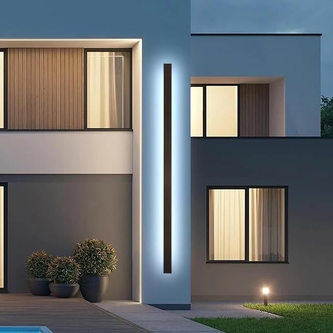 AioTio Black Outdoor Wall Light,79inch Modern LED Exterior Light Fixtures Wall Mount,Waterproof Long Outdoor Linear Wall Sconce IP65 Waterproof,Outside Wall Lights for House,Porch,Patio