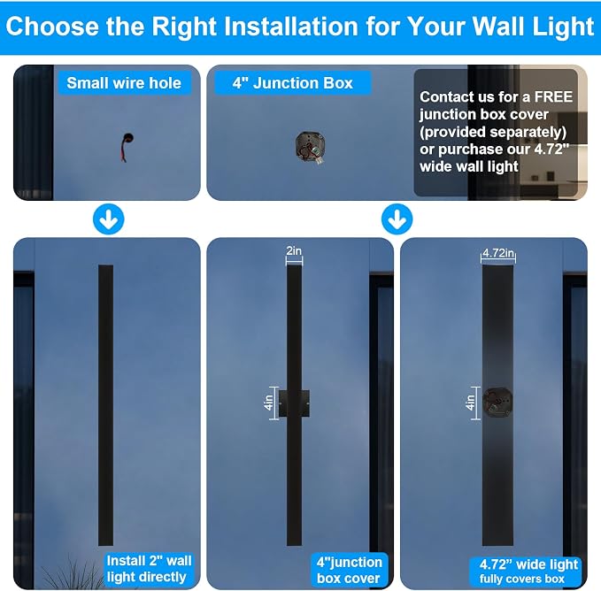 Modern Outdoor Wall Lights - 59inch Black Exterior Light Fixtures Wall, Porch Lights Outdoor Wall Sconce, Patio Long Strip Wall Light Fixtur Outside for Garage, House