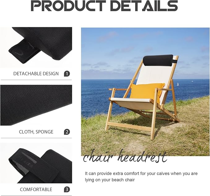 Yardwe Beach Chair Deck Chair Neck Pillow Lounge Pillow Gravity Headrest Outdoor Patio Throw s Beach Camping for Backyard Picnics Chaise Lounge Travel