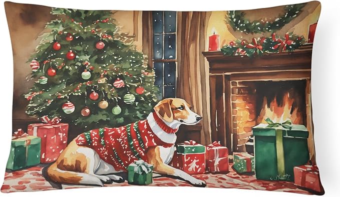 Caroline's Treasures DAC2596PW1216 American Foxhound Cozy Christmas Throw Pillow Machine Washable, Indoor Outdoor Decorative Pillow for Couch, Bed or Patio, 12HX16W