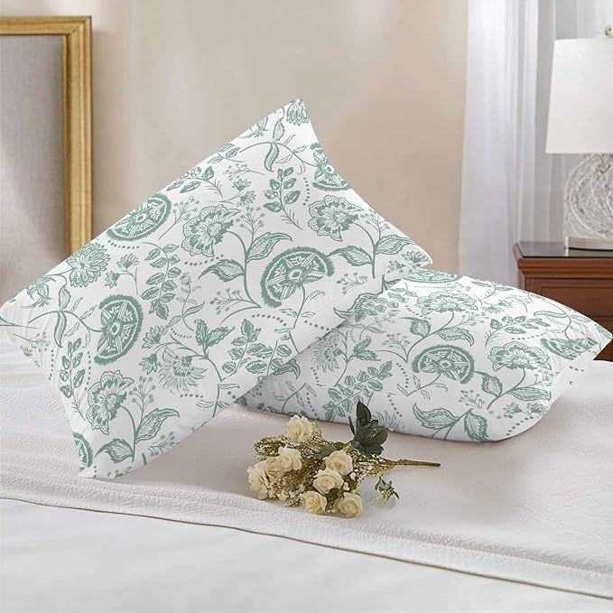 Summer Turquoise Flower Outdoor Pillow Covers 20x12in Pack of 2 Waterproof Pillowcase Retro Farmhouse Pastoral Botanical Decorative Throw Cushion Case for Patio Couch Sofa