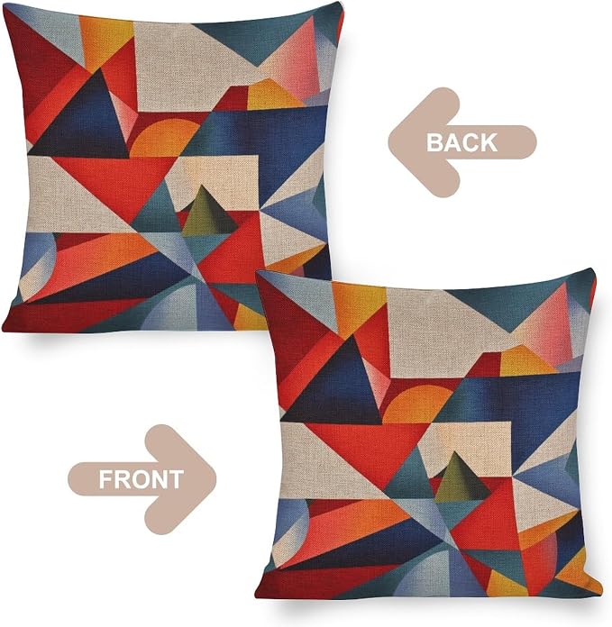 Pillowcases Colorful Fun Aesthetic Mid Century Modern Gomestry Pillowcase Farm Decorations Pillow Case Mid-Century Modern Style Throw Pillows 20"x20" Cushion Case for Sofa Couch