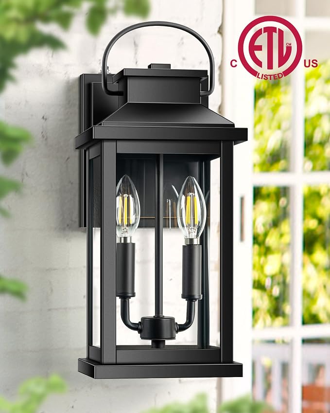 VIANIS Large Dusk to Dawn Outdoor Light Fixture, Outside Lights for House | Automatic On and Off, Anti-Rust Exterior Porch Lights Wall Mount Sconce, Waterproof Outdoor Garage Lighting Lantern for Patio