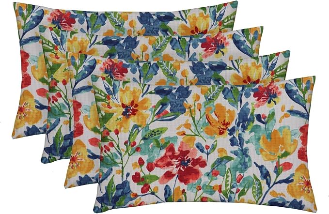 RSH DECOR Jumbo Lumbar Throw Pillows Set of 4 26"x16" Outdoor Use Patio, Lounge, Adirondack, Deck Water & Fade-Resistant Includes Down-Alternative Inserts Oakmont Hightown Festival Made in USA