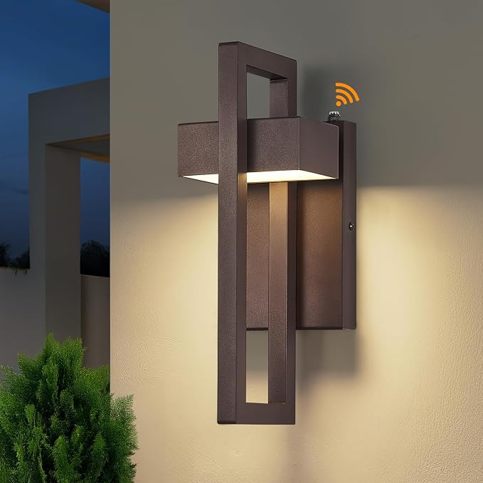LED Outdoor Wall Sconce Dusk to Dawn Outdoor Lighting, Modern Exterior Lighting Fixtures, Brown LED Front Porch Lights Outside Wall Mount Lights for House, Hallway, Warm White 3000K, 1 Pack