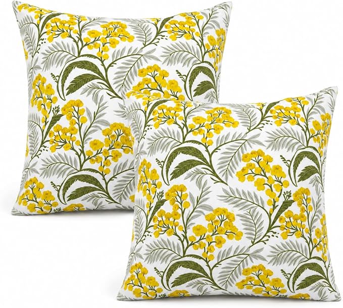 Waterproof Outdoor Throw Pillows with Inserts 18 x 18 Inch | Pack of 2 Patio Decorative Pillows, Square Outdoor Pillows for Patio Furniture Porch Garden Deck Balcony Couch and Sofa