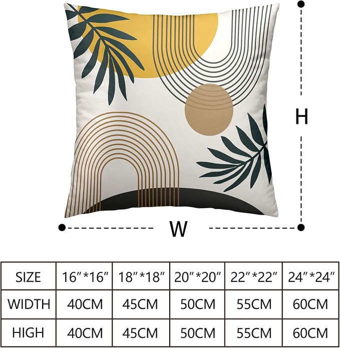 Abstract Boho Pillow Covers 18x18 Set of 2 Mid Century Modern Pillow Covers Minimalist Geometric Green Leaves Throw Pillow Covers Home Decor for Sofa Bed Couch