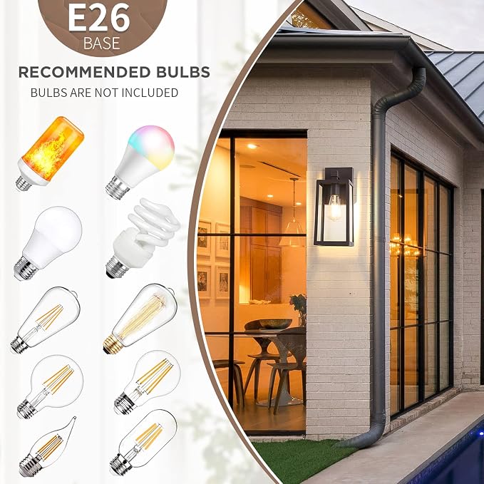 MAXvolador Outdoor Wall Lantern, Exterior Waterproof Wall Sconce Light Fixture, Dark Chocolate Anti-Rust Mount Lights Glass, E26 Porch Patio Lighting | Porch Wall Sconce Dark Chocolate, Anti-Rust, E26 Socket, Clear Glass, Outside Wall Mount Light, Fron...