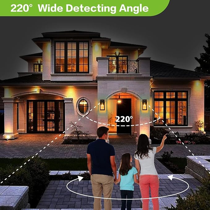 hykolity Large Outdoor Wall Lights, 16 Inch Dusk to Dawn Outdoor Lighting | Waterproof Exterior Lighting Fixtures, Anti-Rust Lantern Lamp with Glass Shade, Black Outdoor Lights for House Porch, 2 Pack