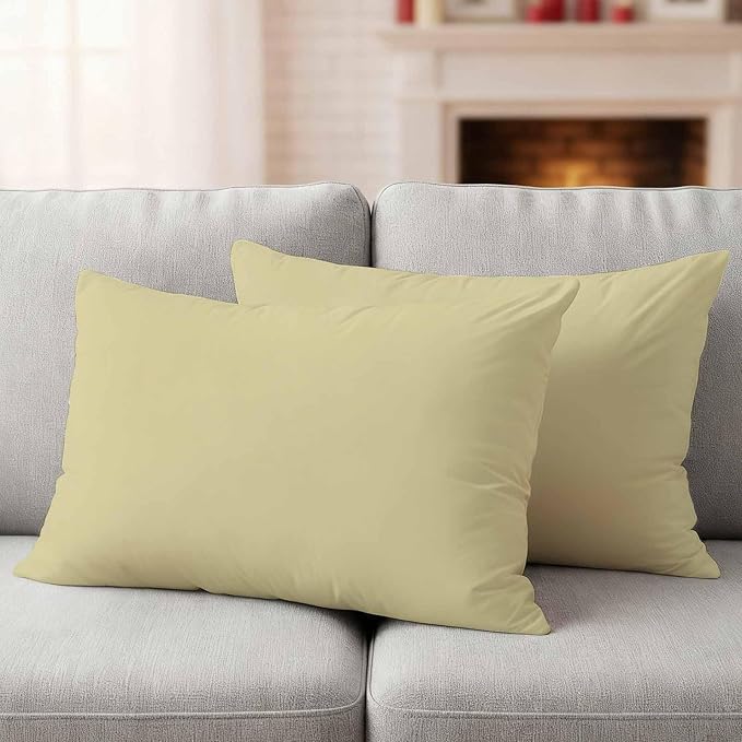 Lumbar Pillow Covers 12 x 20 Inches, Yellow Solid Color Waterproof Throw Pillow Cover Set of 2, Aesthetics Contemporary Luxury Decorative Rectangle Cushion Covers for Patio/Couch/Garden