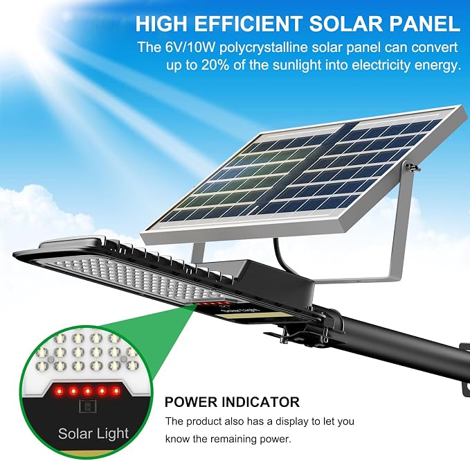 Solar Street Lights Outdoor | Dusk to Dawn, IP67 Waterproof, 6500K Solar Flood Light with Remote Control, Security Lights for Pathway, Yard, Garden