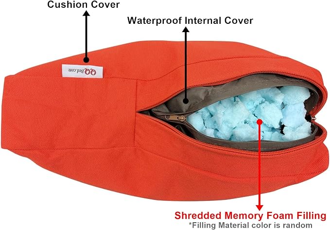 2 Pack 24X22 Inch Outdoor Back Cushion Memory Foam Pillows with Waterproof Internal Cover for Patio Furniture, Sofa, Loveseat, Deep Seat Chair - Tango Color