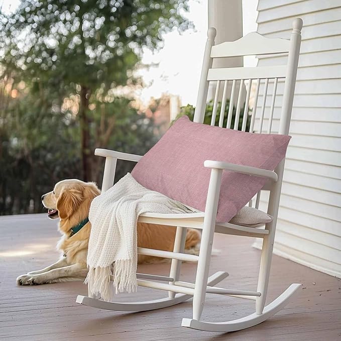 Vandarllin Outdoor Throw Pillows Covers 20x12 inch Set of 2 Waterproof Pink Linen Decorative Zippered Cushion Covers for Patio Furniture, Farmhouse Pure Color Lumbar Pillowcases