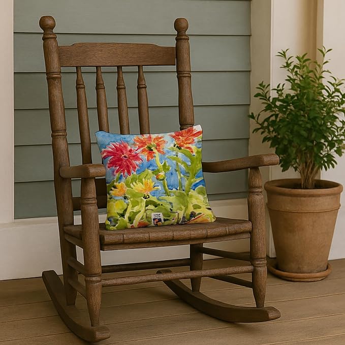 Caroline's Treasures 6038PW1414 Flower - Gerber Daisies Fabric Decorative Pillow Machine Washable, Indoor Outdoor Decorative Pillow for Couch, Bed or Patio, 14Hx14W
