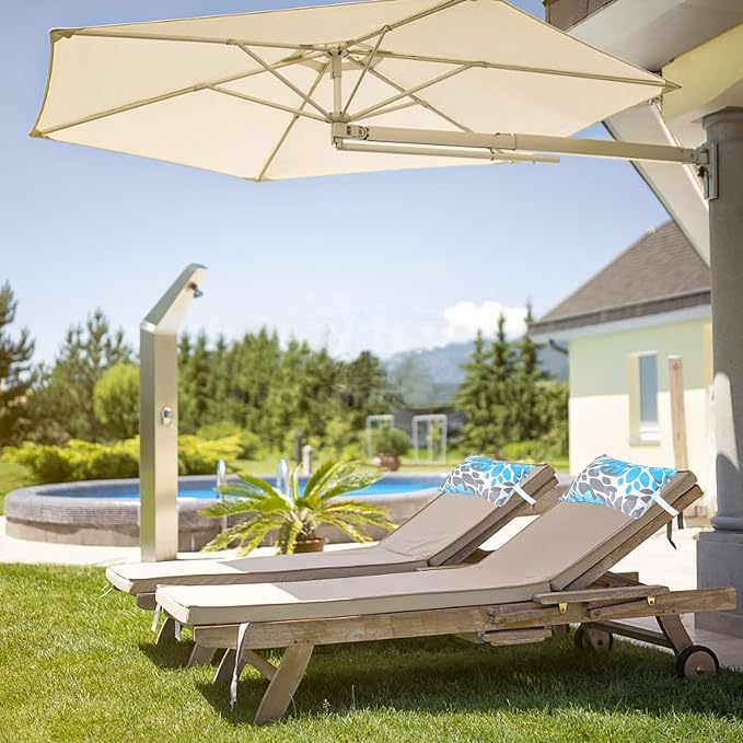 JMGBird Outdoor Accent Pillows White Outdoor Pillows with Adjustable Straps | 10x16 Waterproof Outdoor Pillow covers with insert 2 Throw Pillows Headrest Cushions for Pool Patio Beach Chair