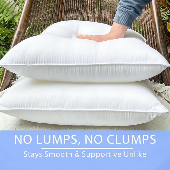 24x24 Waterproof Outdoor Square Pillow Inserts, 2 Pack | Hypoallergenic & machine washable. Soft yet supportive, stays plump. Waterproof protection for patio, sofa, bed, garden.