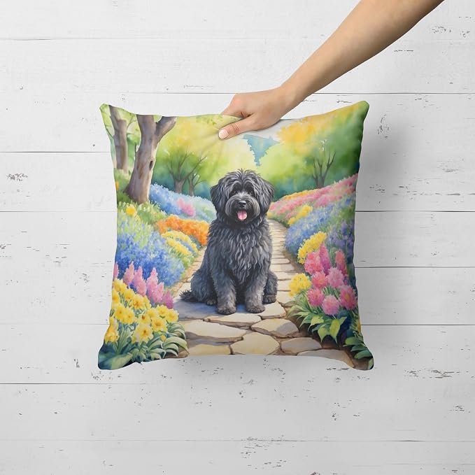 Caroline's Treasures Puli Spring Path Throw Pillow Machine Washable, Indoor Outdoor Decorative Pillow for Couch, Bed or Patio, 18Hx18W