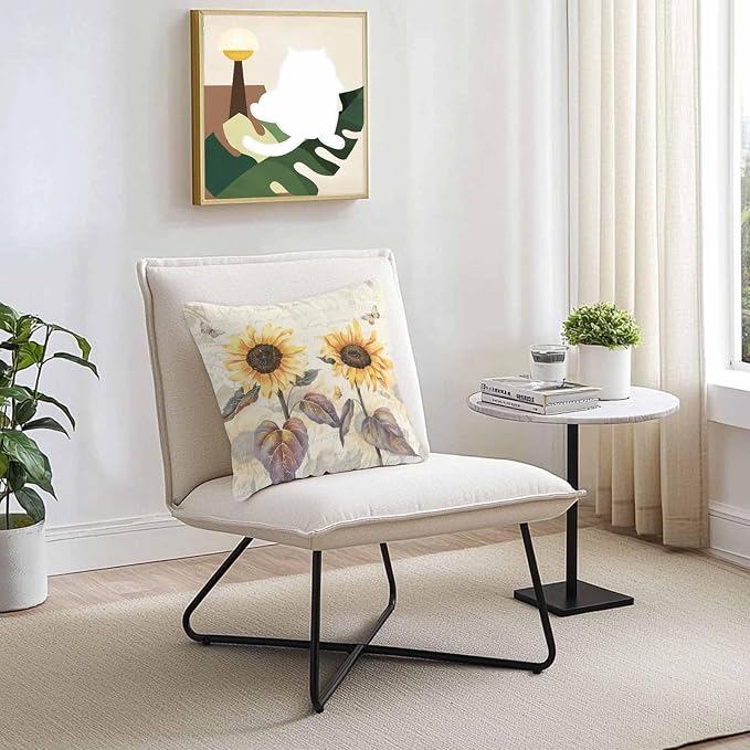 Sunflower Outdoor Pillow Covers Pack of 2, Retro Sunflower Floral Butterfly Waterproof Pillow Covers Seasonal Spring Summer Throw Pillowcase for Patio Funiture Garden Tent, 16 x 16 inch