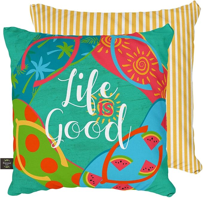 Briarwood Lane Indoor/Outdoor Pillow 17x17 Flip Flops Summer Decorative for Summer Pillow