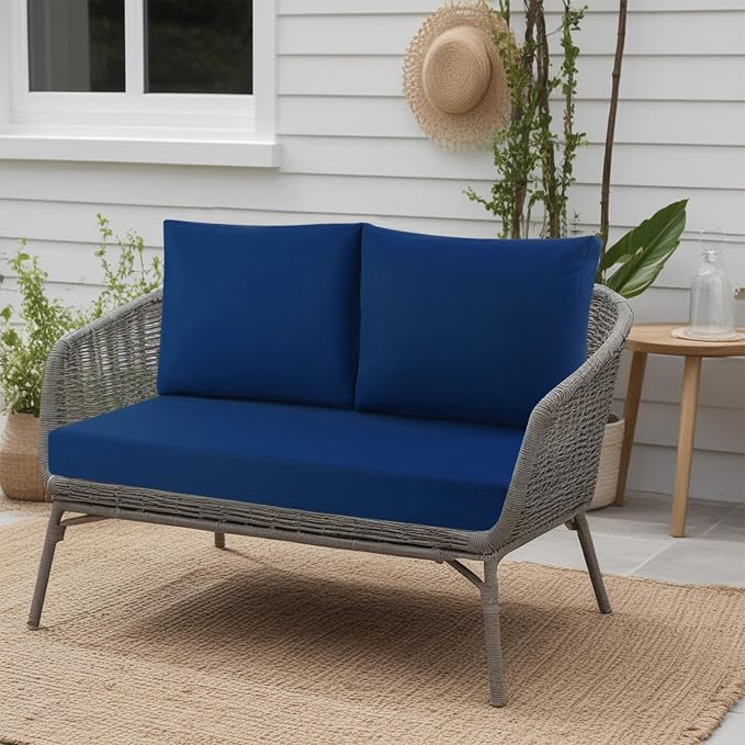 Outdoor Loveseat Cushions for Patio Furniture, Waterproof Couch Hampton Bay Deep Seat Cushion Replacement Set 48" x 26", Patio Love Seat Sofa Cushions for Garden Chair