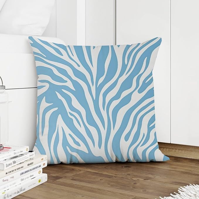 Cushion Cases Blue Tiger Print Cushion Cover Classic Animal Tiger Print Pillow Cover Accent Farmhouse Decor Pillow for Couch Sofa Bedroom Car 24x24 in