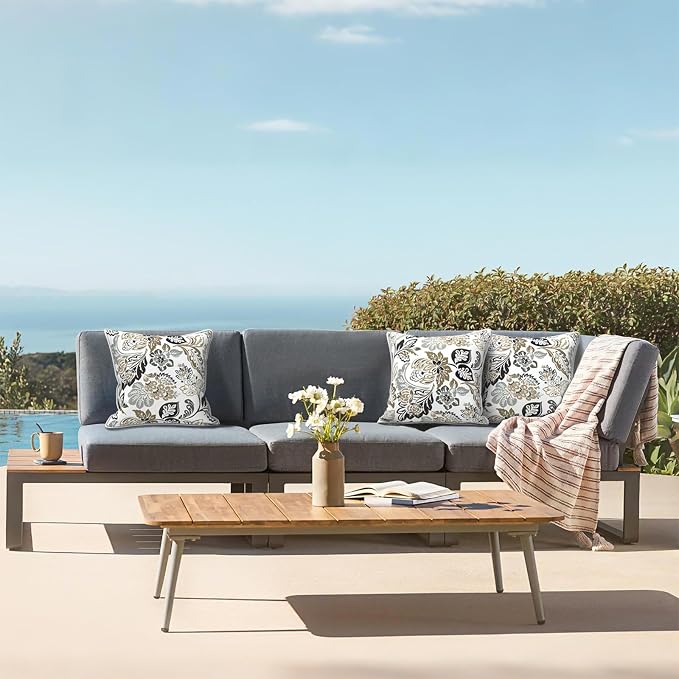 LVTXIII Outdoor Pillow Covers Set of 2, Patio Waterproof Throw Pillow Cases Fade Resistant Accent Pillow Covers for Spring Summer Garden Decoration, 18"x18", Dailey Tan