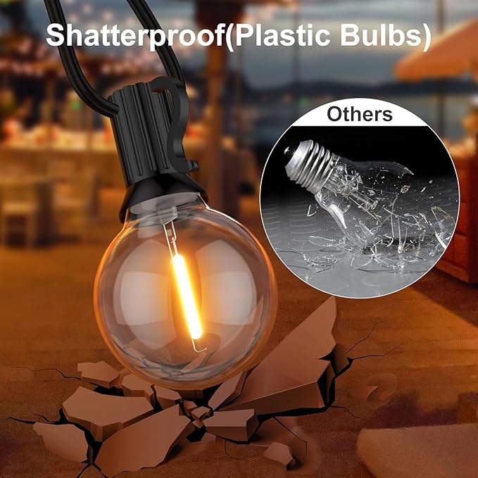 GPATIO Outdoor String Lights, 150FT G40 Bulbs Shatterproof Patio Lights, Waterproof Dimmable Hanging Outdoor Lights, Connectable LED Outside Lights for Backyard Yard Gazebo Porch Party