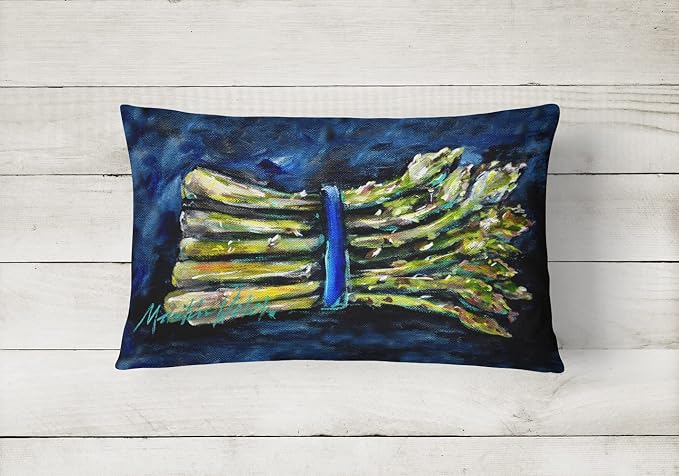 Caroline's Treasures MW1218PW1216 Asperagus Blew Canvas Fabric Decorative Pillow Machine Washable, Indoor Outdoor Decorative Pillow for Couch, Bed or Patio, 12HX16W