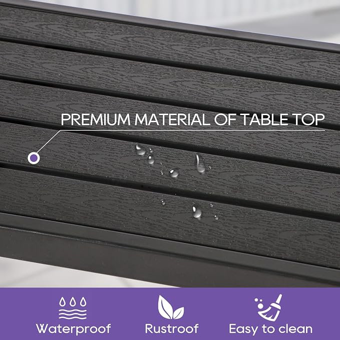 Outdoor Bar Table, 63" Black Patio Counter Height Bar Table, Outdoor Console Table with Weather Resistant Waterproof Top for Hot Tub, Balcony, Garden, Yard, Poolside,Black (Black, 63")