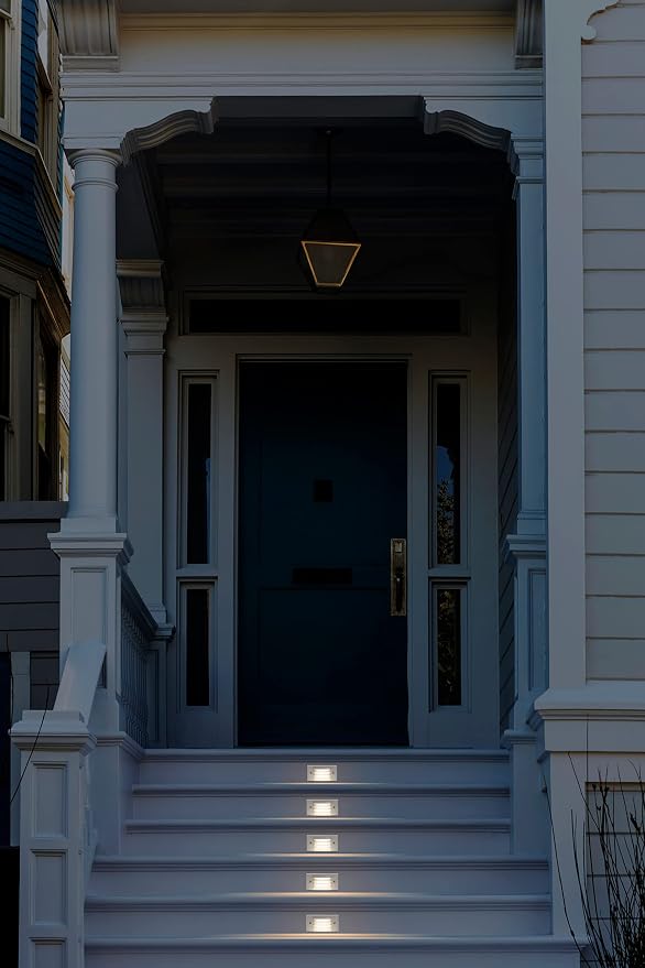 Low Voltage Outdoor Step Lights 12V 3W Stair Lighting with Horizontal Louvered Faceplate, Surface Mount Suitable for Steps Decks Pathway Yard Fences, 2700K, Waterproof, UL Listed, 6 Pack
