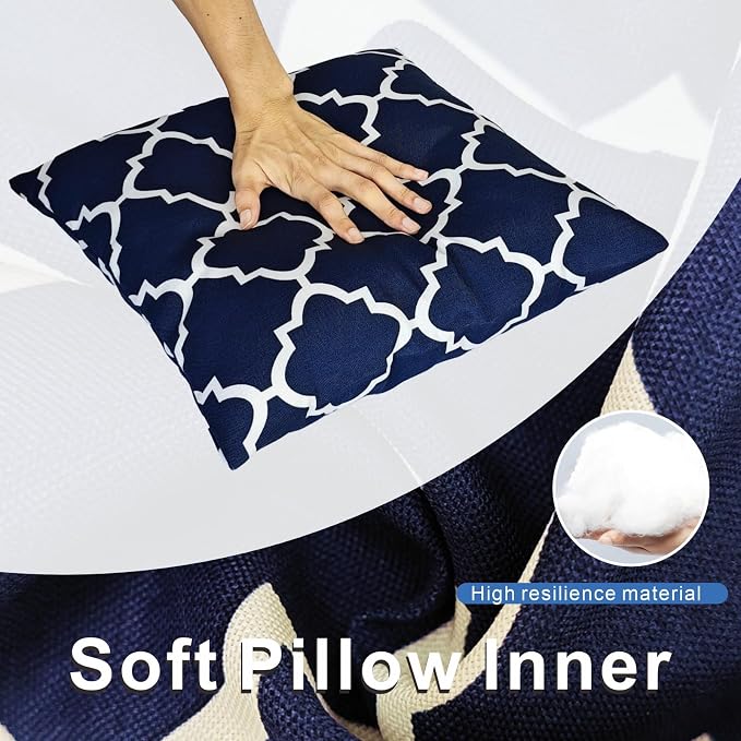 JMGBird Navy Blue Outdoor Pillows Waterproof Outdoor Pillow Cover with Insert