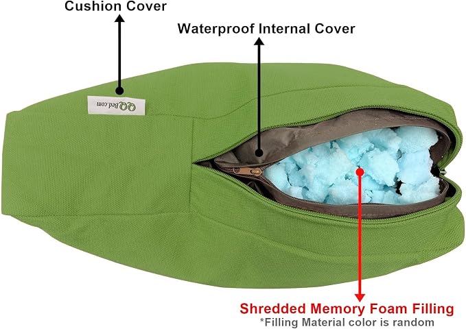 2 Pack 23X23 Inch Outdoor Back Cushion Memory Foam Pillows with Waterproof Internal Cover for Patio Furniture, Sofa, Loveseat, Deep Seat Chair - Green Color