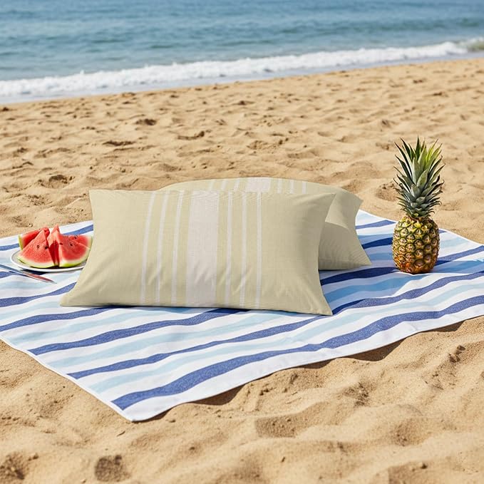Cream Beige Striped Outdoor Pillow Covers 20x12 Inch Lumbar Pillow Covers Set of 2 Waterproof Decorative Throw Pillow Cases Modern Farmhouse Retro Lines Cushion Covers for Patio Furniture Garden Couch