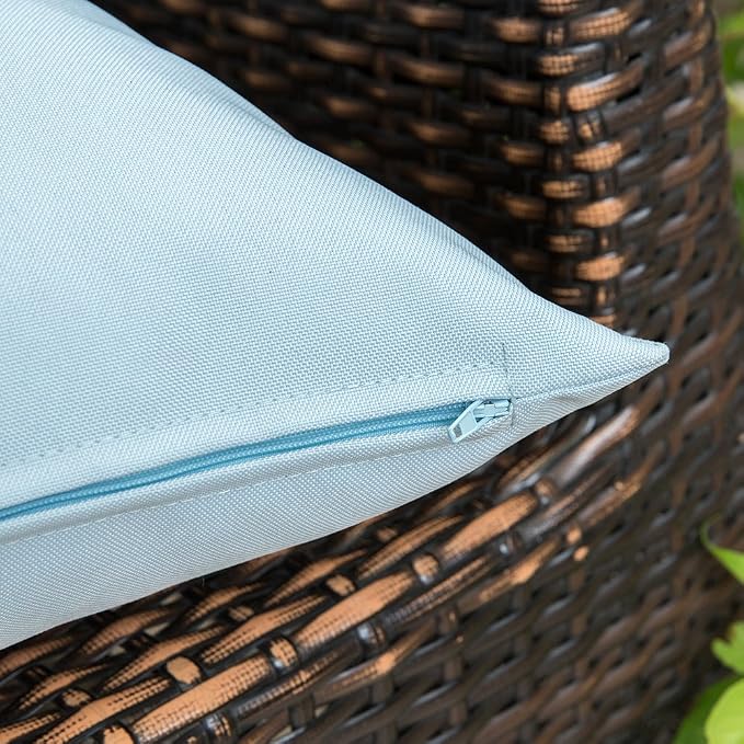 MIULEE Decorative Outdoor Waterproof Pillow Covers 18x18 Light Blue | Decorative Patio Furniture,Pack of 2,Accent Square Soild Throw Pillow Covers,Summer Garden Tent Couch Sofa
