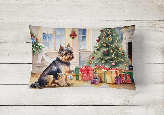 Caroline's Treasures DAC2623PW1216 Brussels Griffon Cozy Christmas Throw Pillow Machine Washable, Indoor Outdoor Decorative Pillow for Couch, Bed or Patio, 12HX16W