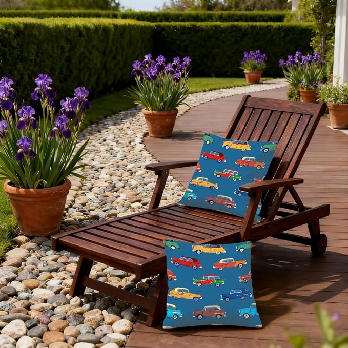 22x22 Inch Outdoor Pillow Covers Set of 2 Waterproof Throw Pillow Covers Decorative Couch Cushion Covers Colorful Car Square Pillowcases Protectors for Patio Garden Sofa