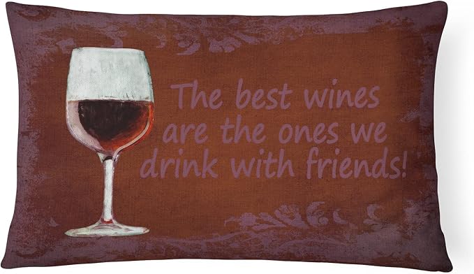 Caroline's Treasures SB3068PW1216 The Best Wines are The Ones we Drink with Friends Canvas Fabric Decorative Pillow Machine Washable, Indoor Outdoor Decorative Pillow for Couch, Bed or Patio, 12HX16W