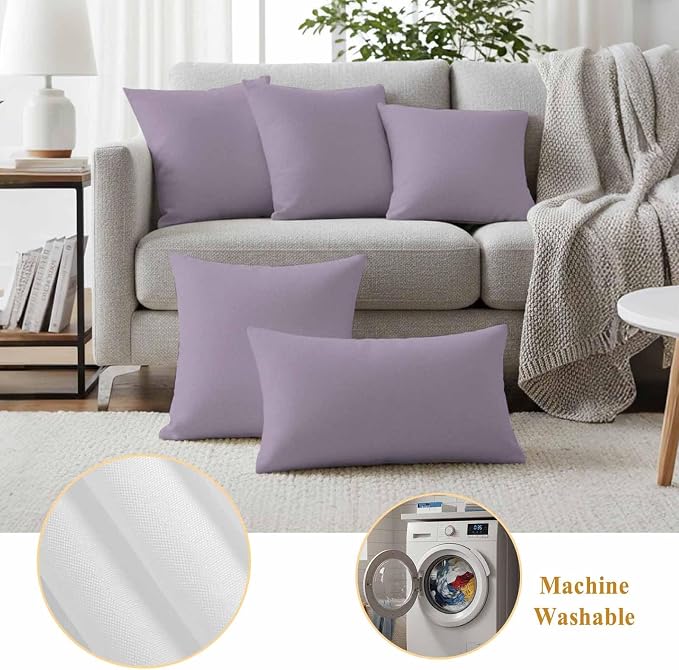 Outdoor Pillow Covers 26 x 26 Inches, Purple Solid Color Waterproof Throw Pillow Cover Set of 2, Aesthetics Contemporary Luxury Decorative Square Cushion Covers for Patio/Couch/Garden