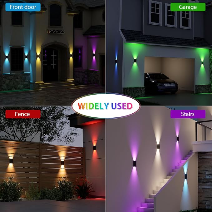 Solar Lights Outdoor,8 Lighting Modes Dusk to Dawn Lighting Wall Sconce IP67 Waterproof Up and Down Solar Wall Light Front Door Light for House, Garage, Porch,Doorway,Fence,Festival Decor (4 PACK)