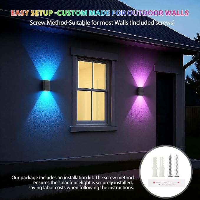 Solar Lights Outdoor,8 Lighting Modes Dusk to Dawn Lighting Wall Sconce IP67 Waterproof Up and Down Solar Wall Light Front Door Light for House, Garage, Porch, Doorway,Fence (8 Pack)