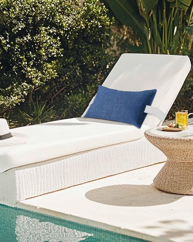 Pack of 2 Outdoor Lumbar Pillow Covers 11x16 Inch, Navy Blue Waterproof Throw Pillow Covers Set, Vintage Country Monochrome Farmhouse Indoor&Outdoor Decorative Cushion Cases for Patio Porch Beach