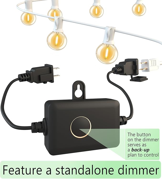 Outdoor String Lights White 75FT 75 Bulbs(1 FT Apart) with Remote for Patio | Waterproof Linkable Outside Lights with Remote Dimmer Timer &3 Lighting Modes for Backyard Bistro Garden Porch Wedding Deck