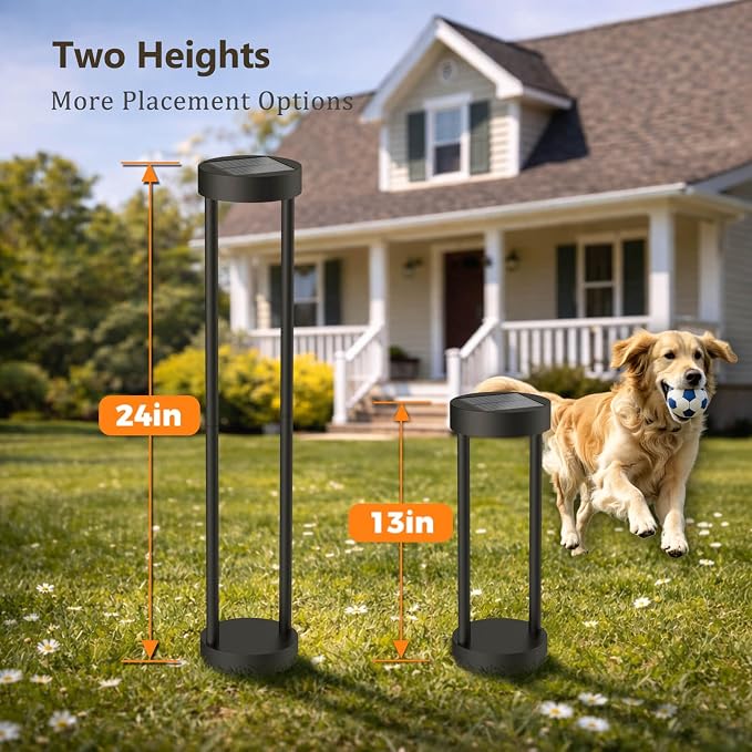 Solar Floor Lamp, Modern Outdoor Bollard Light for Garden Landscape (24" H - 4Pack)