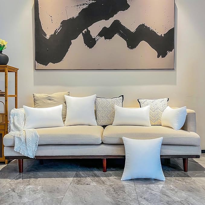 4 Pack Pillow Inserts Waterproof Outdoor 18x18 inch White | Waterproof protection.Hypoallergenic & washable. Stays plump and supportive.Ideal for indoor/outdoor use on couch or patio.