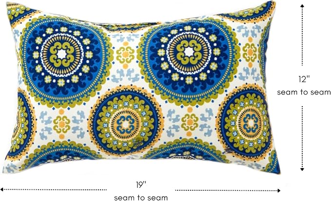 Greendale Home Fashions Outdoor 19x12 inch Rectangle Decorative Throw Pillow, 2-Pack, Cobalt Medallion 2 Count