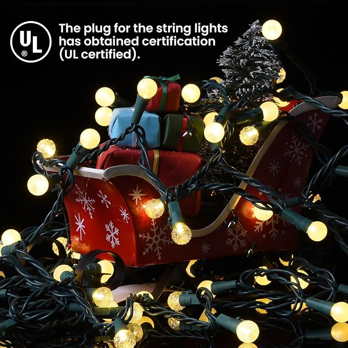 Globe String Lights, 70 LED Mix-Ball Fairy Lights Plug in UL Listed Christmas Tree Lights 19Ft Christmas Outdoor Indoor Fairy Lights for Bedroom Tree Patio Party Garden Wedding, Warm White