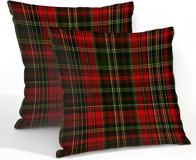 22x22 Inch Outdoor Pillow Covers Set of 2 Waterproof Throw Pillow Covers Decorative Couch Cushion Covers Buffalo Check Plaid Square Pillowcases Protectors for Patio Garden Sofa